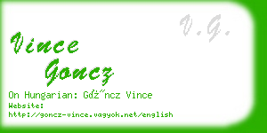 vince goncz business card
